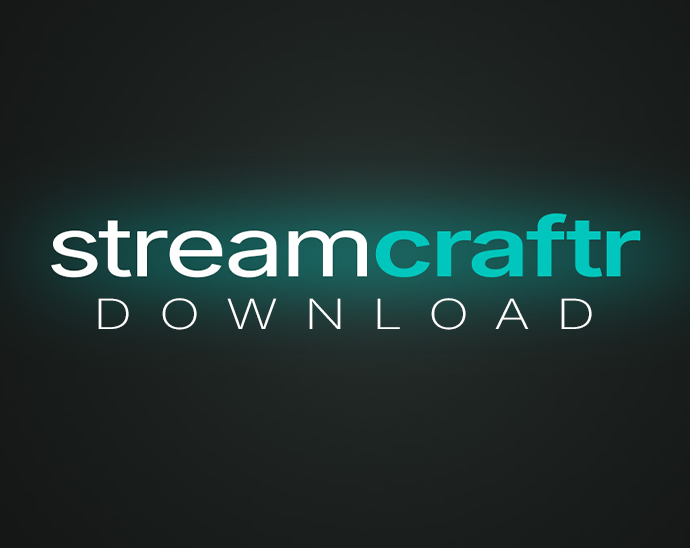 Three platform icons side by side — Windows logo, Apple Mac logo — each with a download button beneath them, showing StreamCraftr is available on all three platforms.