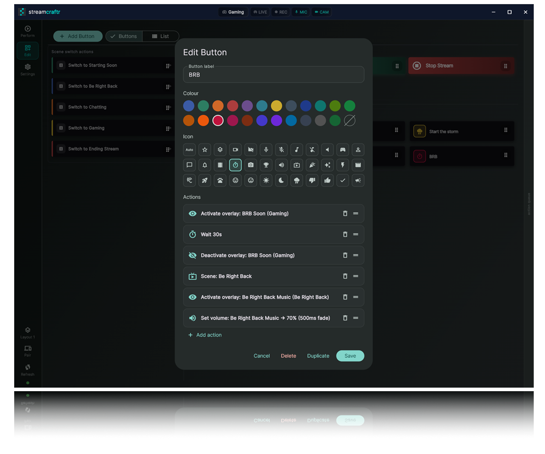streamcraftr-obs-macros A powerful macro for OBS consisting of source activations, scene switches and volume changes.