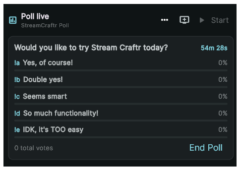 Stream Craftr polling layout