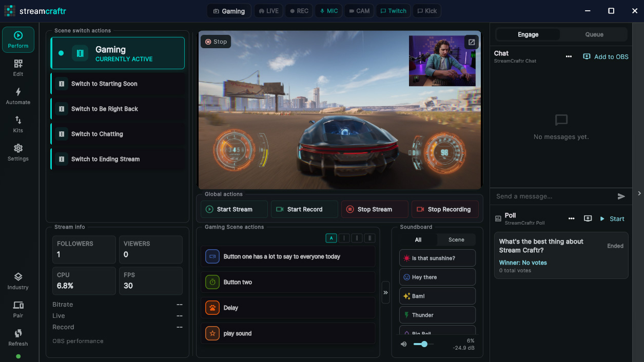 screen shot of stream craftr