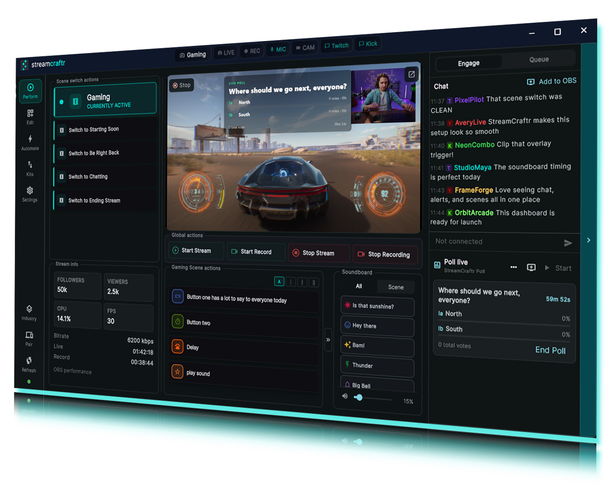 slanted-obs-control-panel Stream Craftr - OBS Control Panel Screenshot