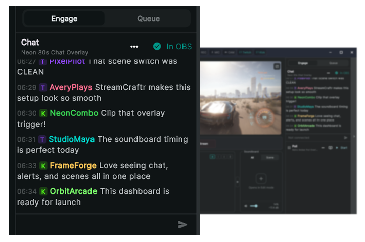 Live chat screenshot of chat section of Stream Craftr